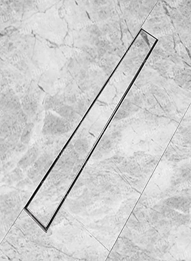 Ruhe® Tile Insert 36 × 3 Inches Floor Drainer | 304 Stainless Steel Tile Insert Shower Water Drain Channel/Waste Water Floor Drain | (For 13mm Marble) | With Stainless Steel Trap and Side Hole - Image 1